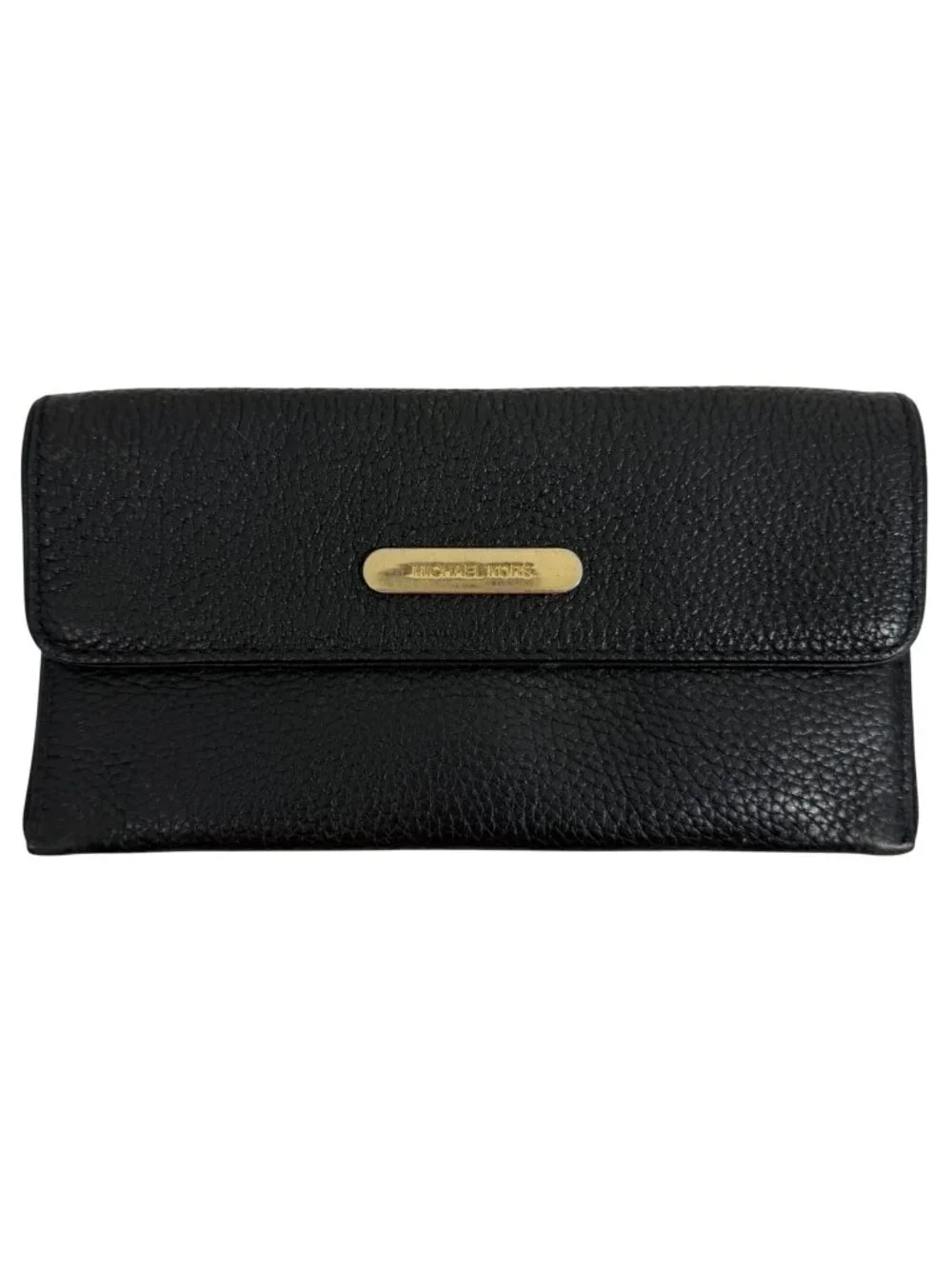 Michael Kors Bi-fold Black Leather Credit Card Bills Wallet Clutch, Snap Closure